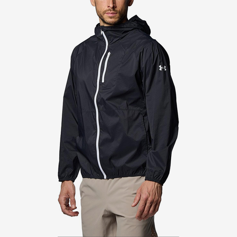 UA/安德玛正品2025新款男士防风训练运动梭织连帽外套1381879-001