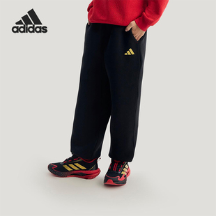款 Adidas 阿迪达斯正品 2025冬季 KV6976 儿童日常束脚针织运动长裤