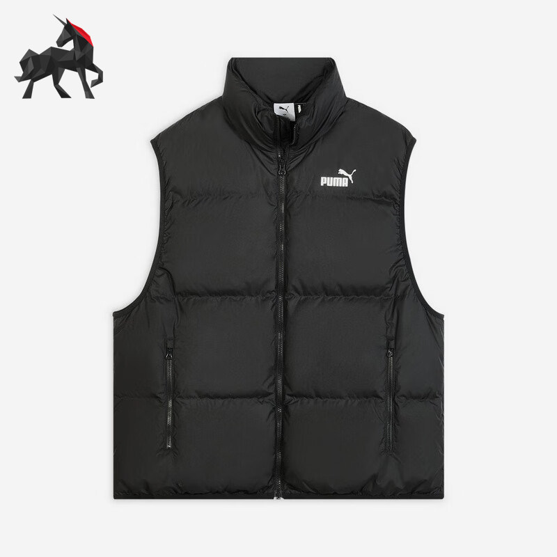 Puma/彪马正品冬季男士运动立领拉链简约保暖羽绒马甲693533-01