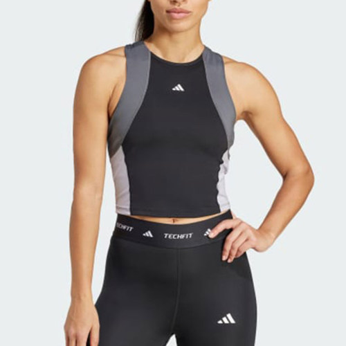 Adidas/阿迪达斯正品TECHFIT女士圆领运动训练经典无袖T恤IK7916