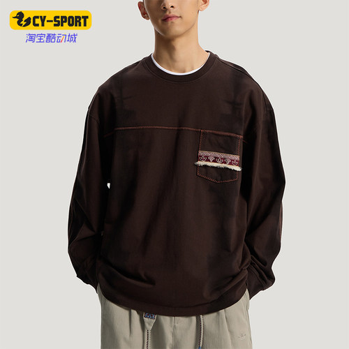 Adidas/阿迪达斯正品三叶草男士复古针织运动宽松长袖T恤KW5672