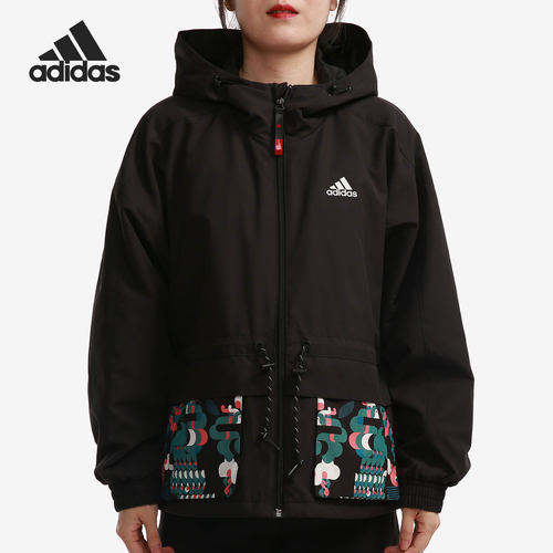 阿迪达斯女加绒连帽夹克外套