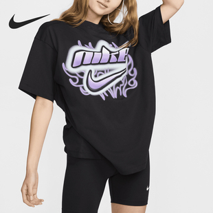 Nike/耐克官方正品当季新款女士印花运动休闲透气短袖FZ1147-010