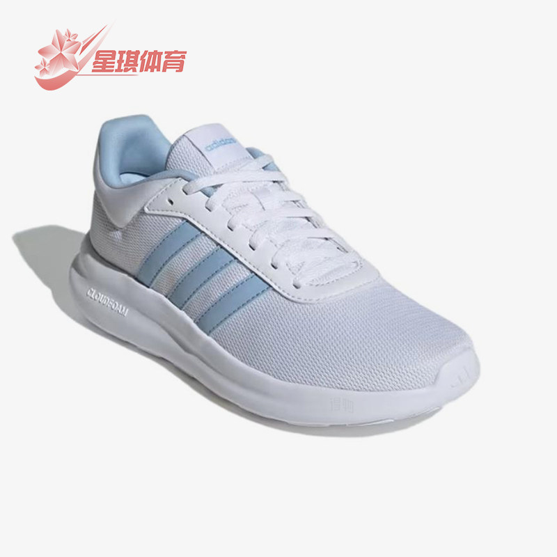 Adidas/阿迪达斯正品LiteRacer40女白蓝色经典网面鞋跑步鞋IE8563