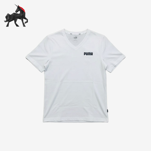 Puma/彪马正品V领套头T恤男外出休闲舒适经典轻便短袖848756-02