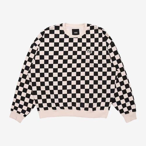 Vans/范斯男女新款棋盘格针织长袖圆领运动休闲套头卫衣VN0A5H69