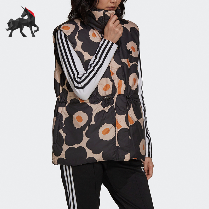 Adidas/阿迪达斯正品三叶草女士立领双面穿保暖羽绒马甲H58610