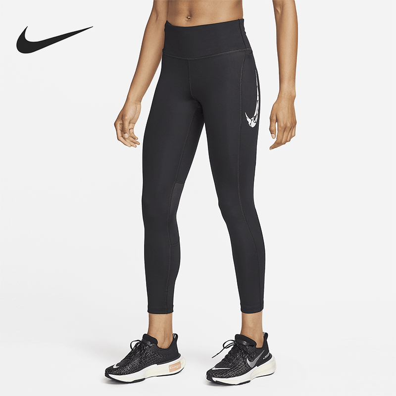 Nike/耐克正品2025女士训练印花口袋运动紧身九分裤FN3268-010