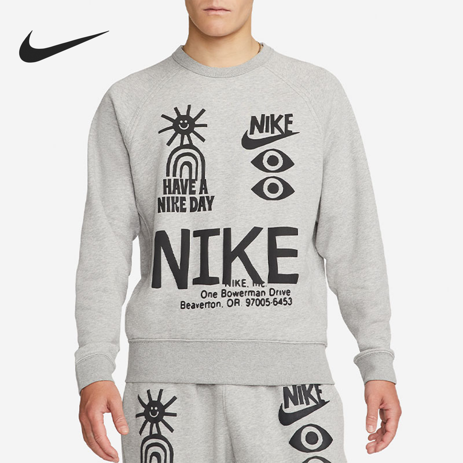 耐克男士宽松印花运动卫衣