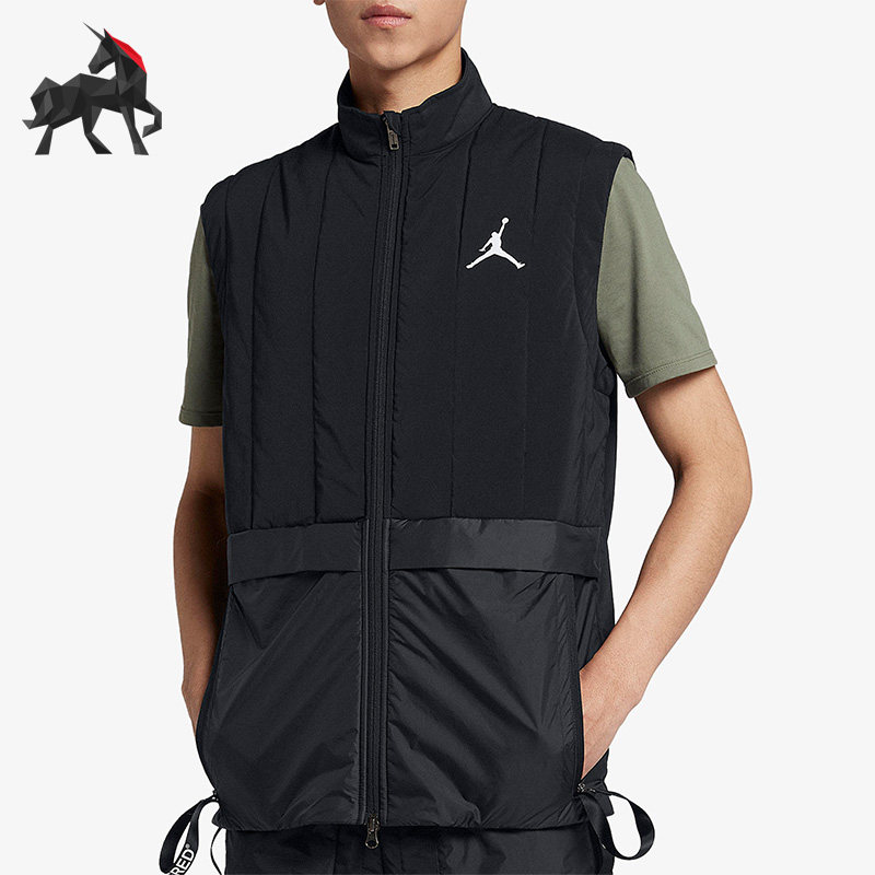 Nike/耐克正品JORDAN新款男黑色训练保暖经典宽松马甲AJ1057-010