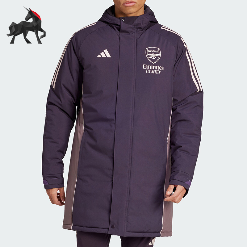 阿迪达斯男士拼接保暖宽松棉服