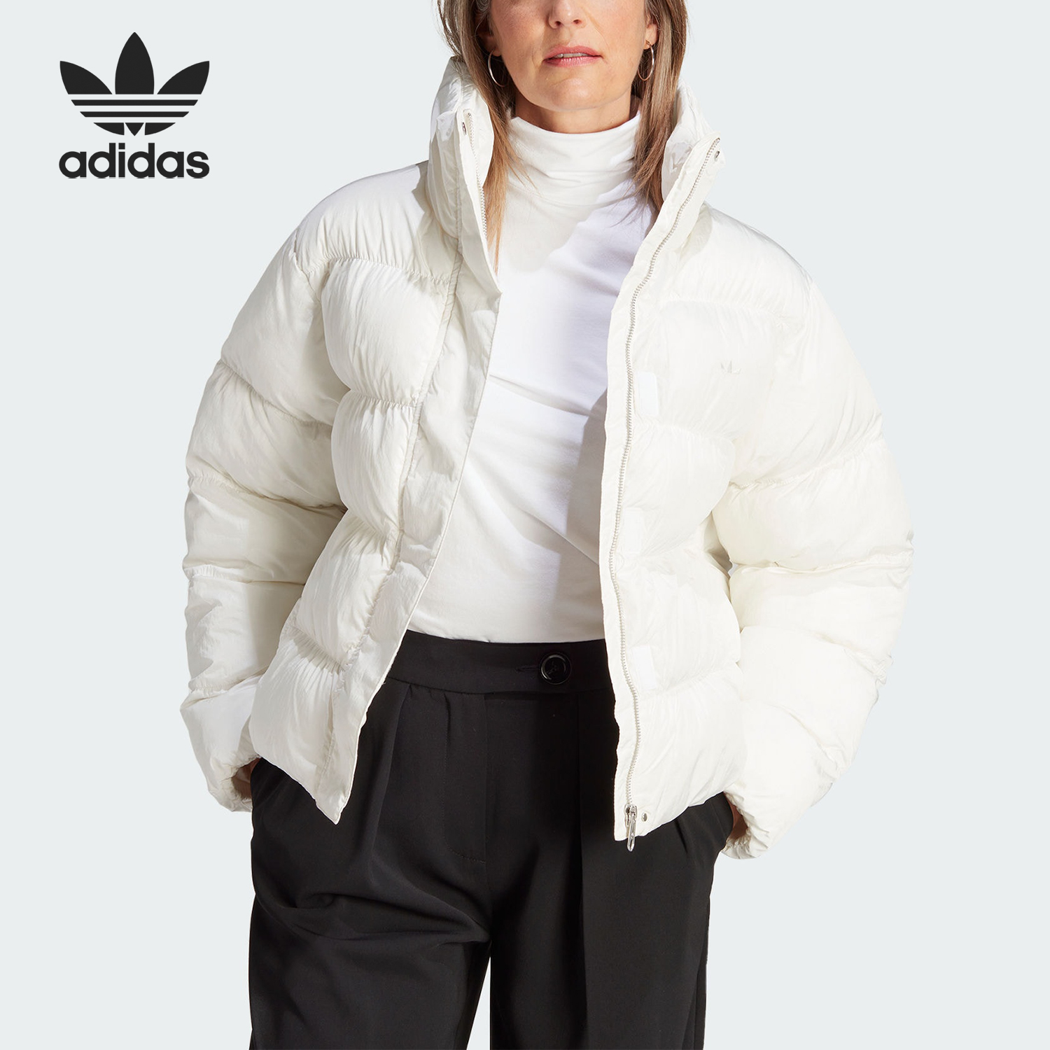 阿迪达斯女士立领保暖棉服