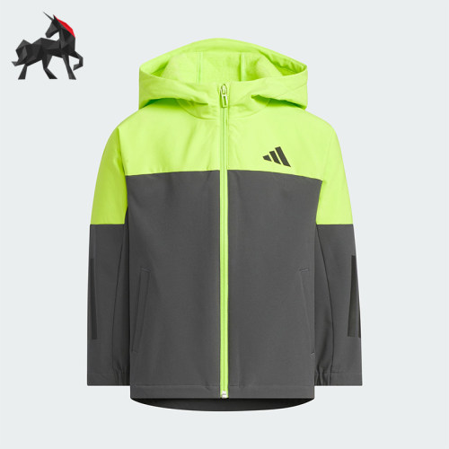 Adidas/阿迪达斯正品WOVEN JACKET儿童日常连帽耐穿外套KS0655