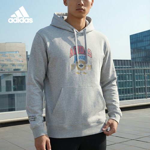 Adidas/阿迪达斯正品三叶草男士针织宽松连帽日常卫衣IX6770