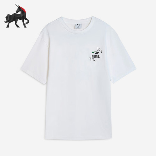 Puma/彪马正品2025夏季款男女简约图案经典时尚透气短袖631253-02