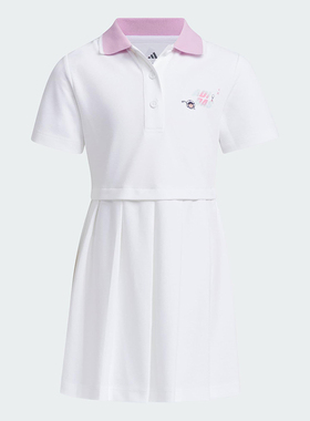 Adidas/阿迪达斯正品2025夏季小童运动休闲经典翻领连衣裙JM7979