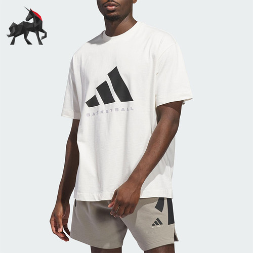 Adidas/阿迪达斯正品2025夏季款男女休闲宽松篮球运动短袖JX5574