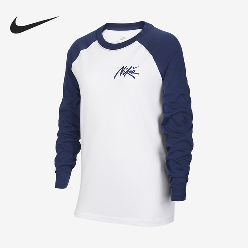 Nike/耐克正品Sportswear大童休闲运动圆领拼接长袖IM0593-102