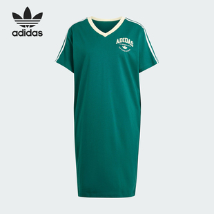 DRESS女士运动短袖 Adidas 阿迪达斯官方正品 VRCT V领连衣裙IR6042