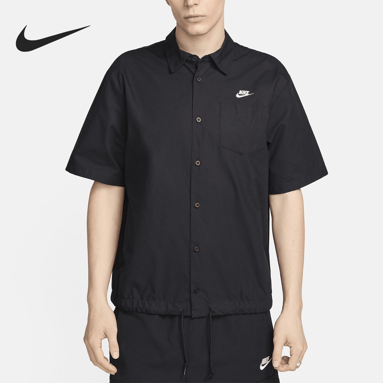 Nike/耐克正品Club男士翻领纽扣透气短袖衬衫T恤FN3902-010