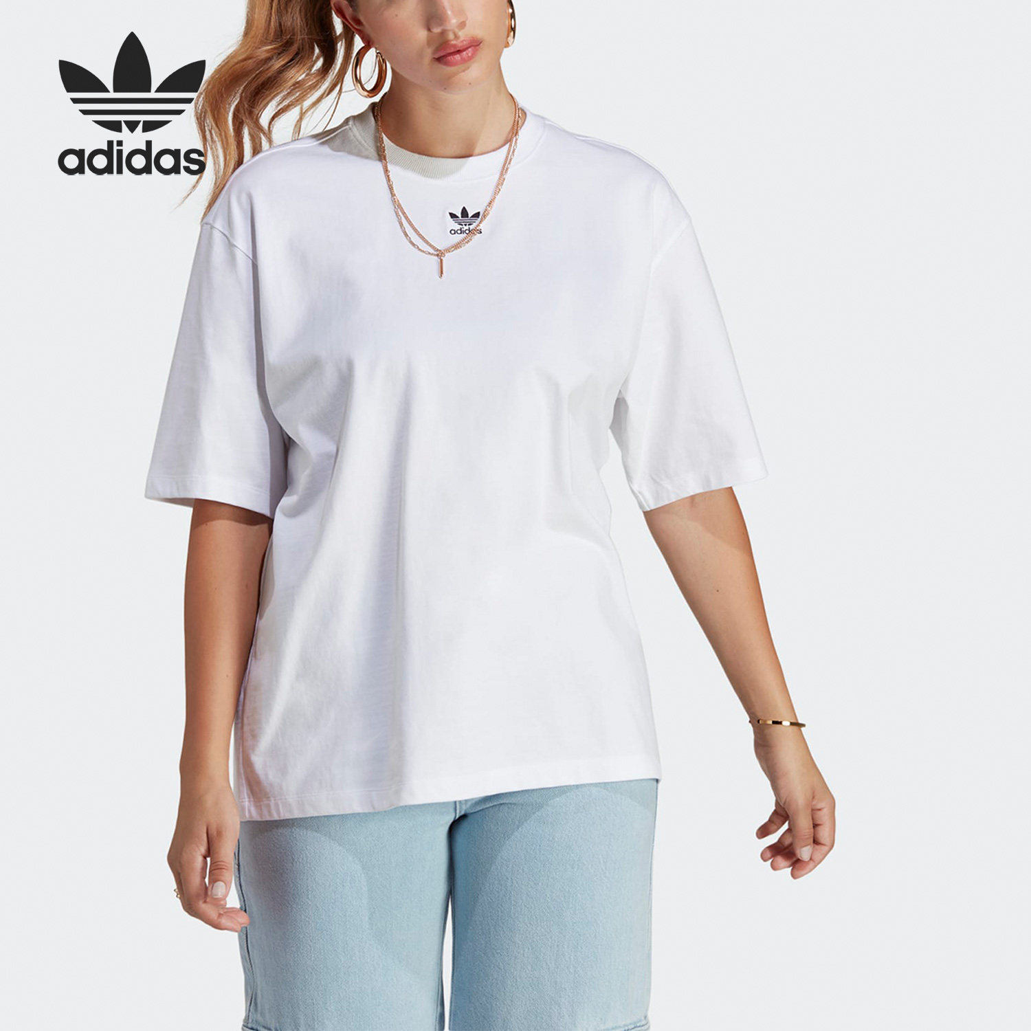 Adidas/阿迪达斯正品三叶草女子春夏新款运动圆领短袖IA6461