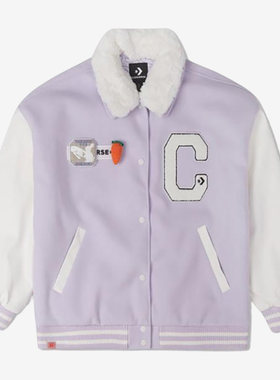 Converse匡威正品新款休闲夹克毛领棒球服外套保暖棉服10025507