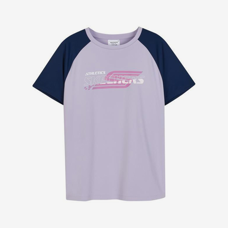 Skechers/斯凯奇正品2024夏季款儿童透气针织拼接休闲短袖