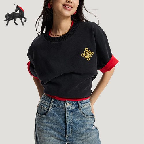 Adidas/阿迪达斯正品三叶草男女运动针织柔软新年款短袖T恤KT0714