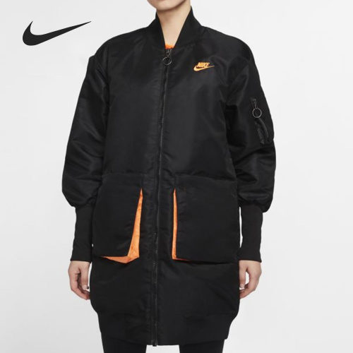 Nike/耐克正品女子立领中长款保暖运动休闲棉服外套 CV1630