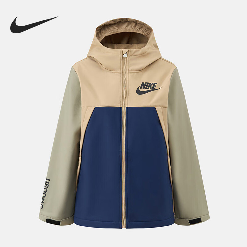 Nike/耐克官方正品新款儿童卡其蓝色运动休闲连帽夹克IO6149-247