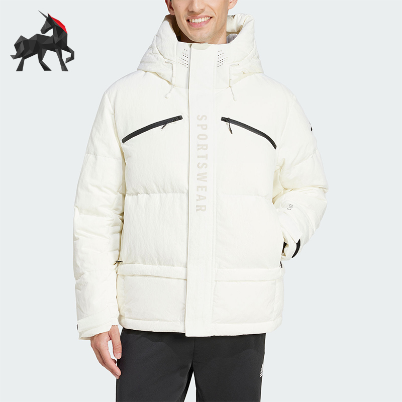 阿迪达斯男士保暖连帽羽绒服