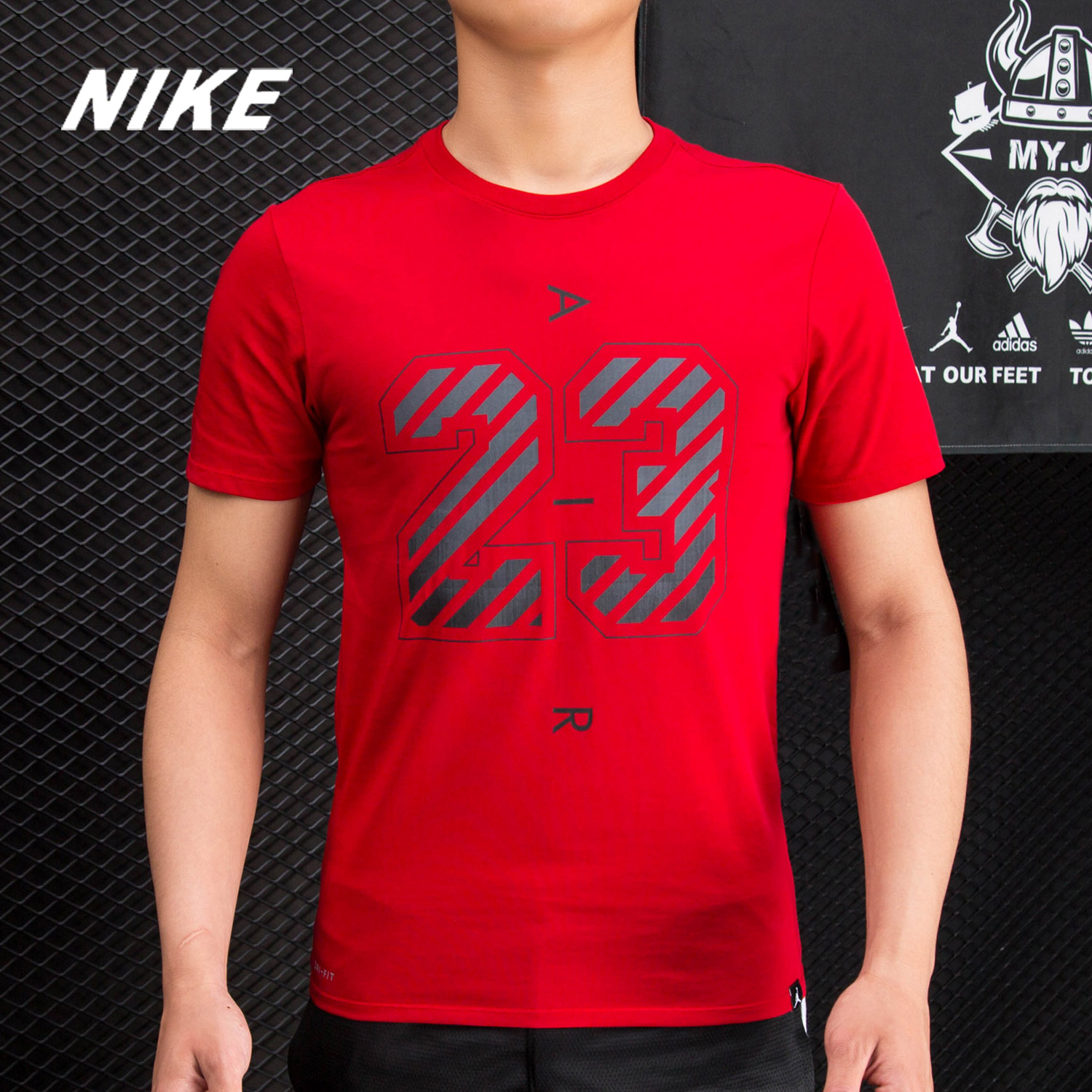 Nike/耐克正品短袖男AIR JORDAN DRI-FIT红色紧身篮球T恤AQ8147