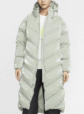 Nike/耐克正品WINDPUFFER女士连帽长款亮面棉服FV7828-370