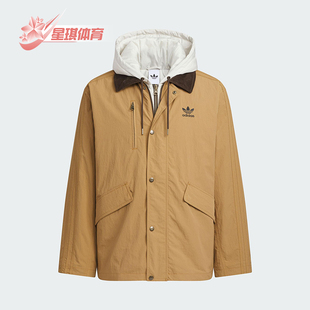 Adidas/阿迪达斯正品三叶草男士休闲连帽保暖二合一棉服KW1241