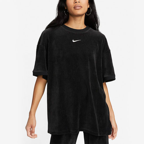 Nike/耐克正品秋季新款女子休闲运动灯芯绒短袖T恤DQ5946-010