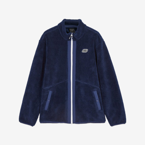 Skechers/斯凯奇正品冬季新款男子运动休闲仿羊羔绒立领外套