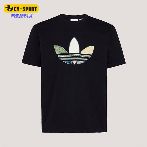 Adidas/阿迪达斯正品三叶草男士松弛感宽松经典日常印花T恤KW5671