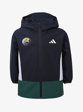 Adidas/阿迪达斯正品16新款儿童藏蓝绿色经典轻盈连帽外套KC2818