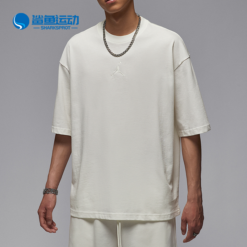 Nike/耐克正品JORDAN男士休闲简约针织透气运动圆领T恤IB7346-133