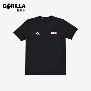 舒适跑步短袖 Adidas 大童圆领针织经典 夏季 T恤JF3638 阿迪达斯正品