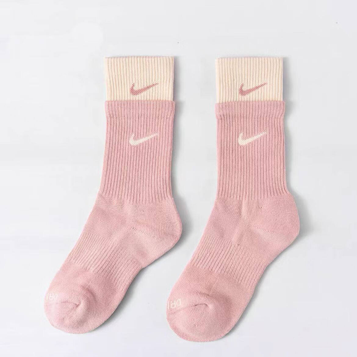 Nike耐克袜子正品拼接运动袜2025年新款针织长筒袜男女假两件棉袜