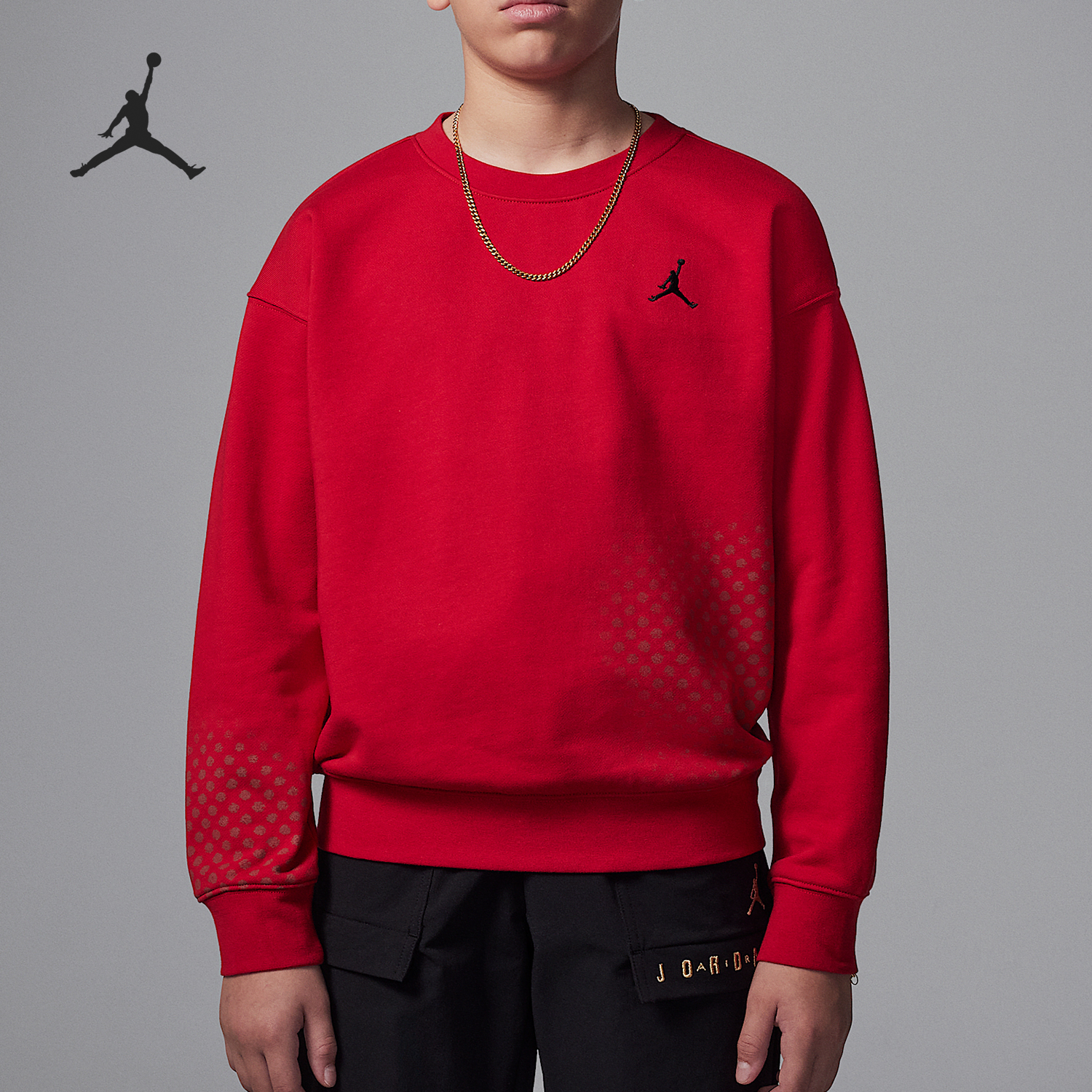 Nike/耐克正品JORDAN大童针织图案圆领保暖卫衣IF3740-687