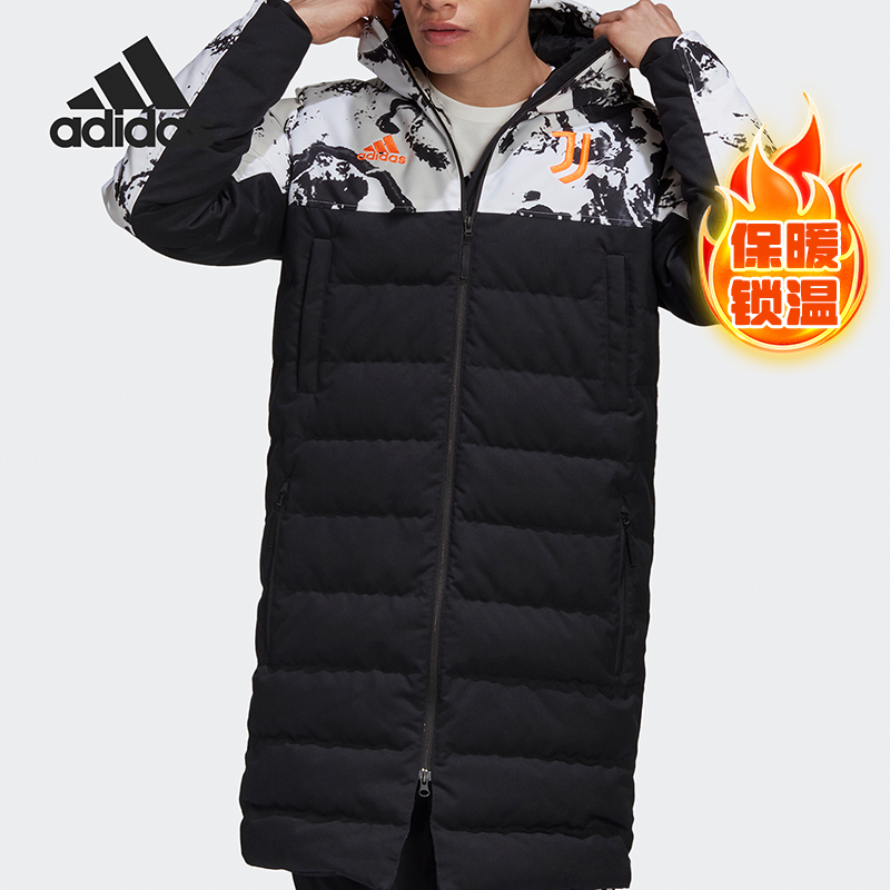Adidas/阿迪达斯正品中长款男子足球运动连帽羽绒服FT9924