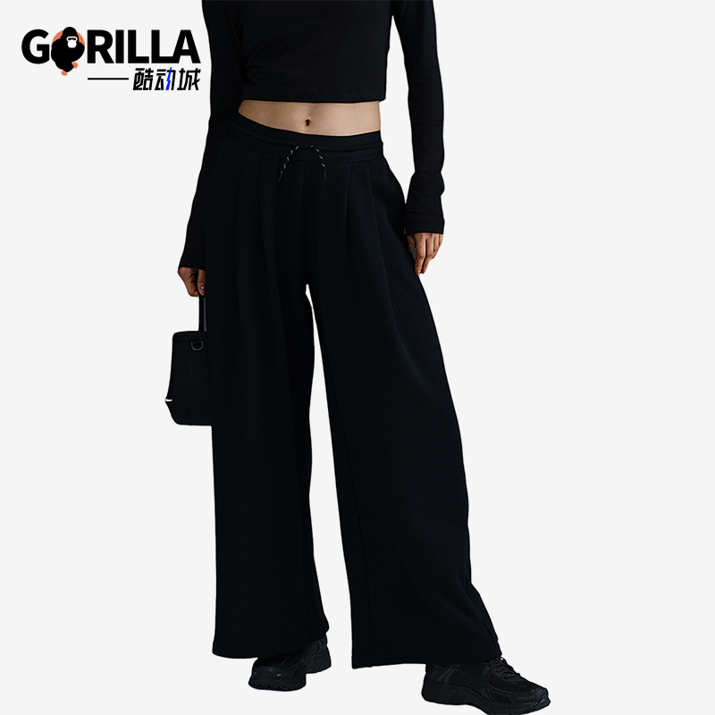 Nike/耐克正品新款女士中腰褶裥法式毛圈运动长裤HF9546-010