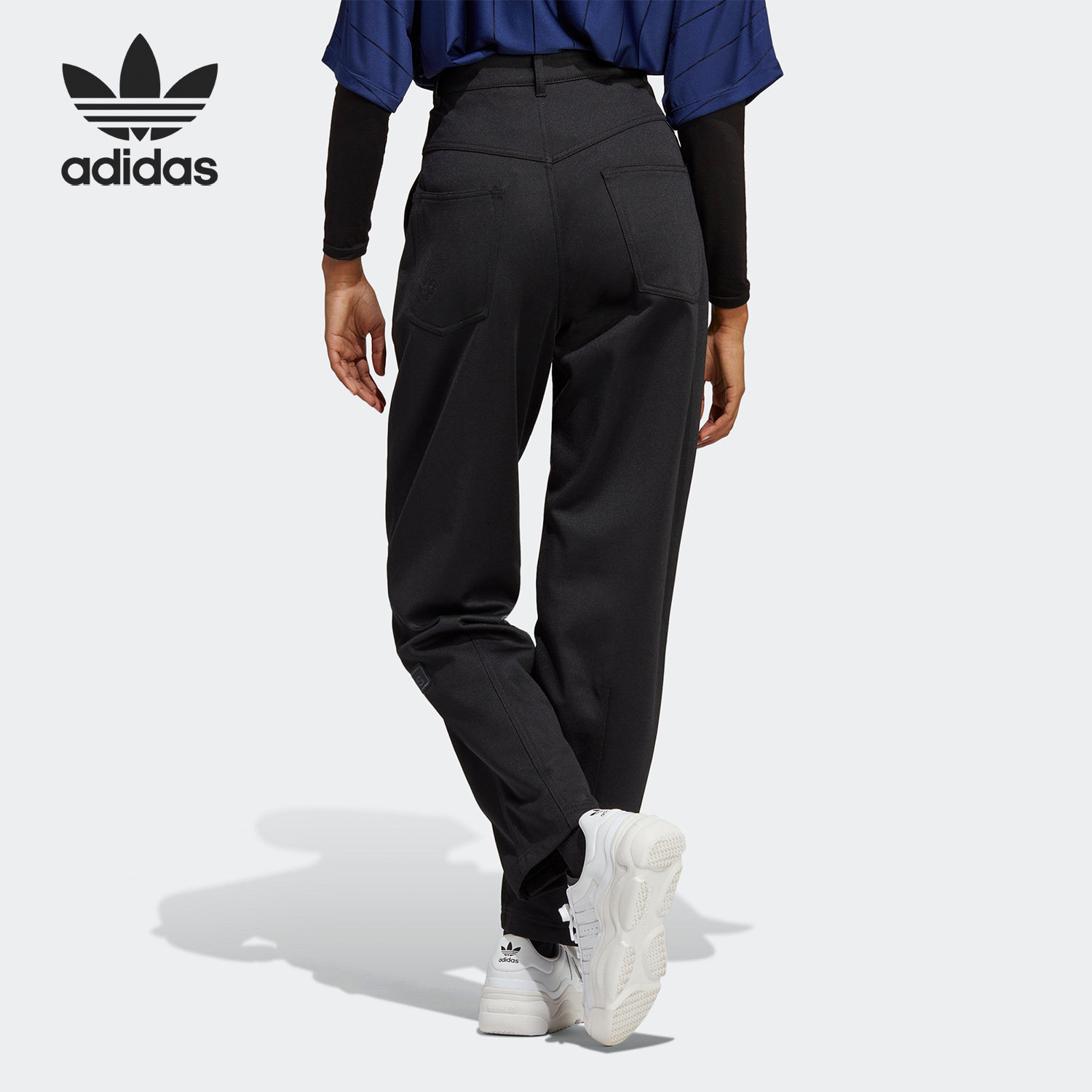 adidas/阿迪达斯官方正品三叶草女子侧开纽扣休闲运动长裤ib5805