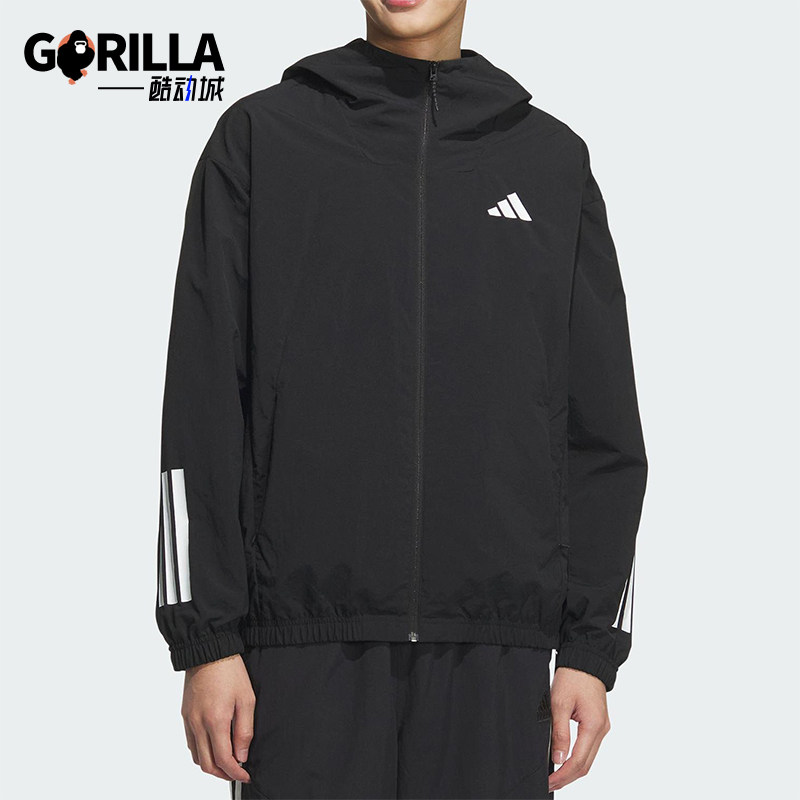 Adidas/阿迪达斯正品新款男士梭织透气经典连帽夹克外套KC3926
