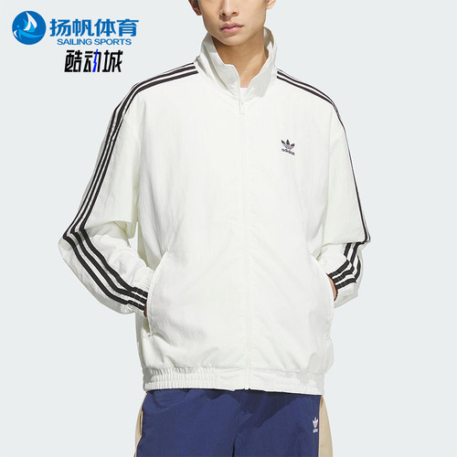 Adidas/阿迪达斯正品三叶草男士经典立领三条纹梭织外套KC1455