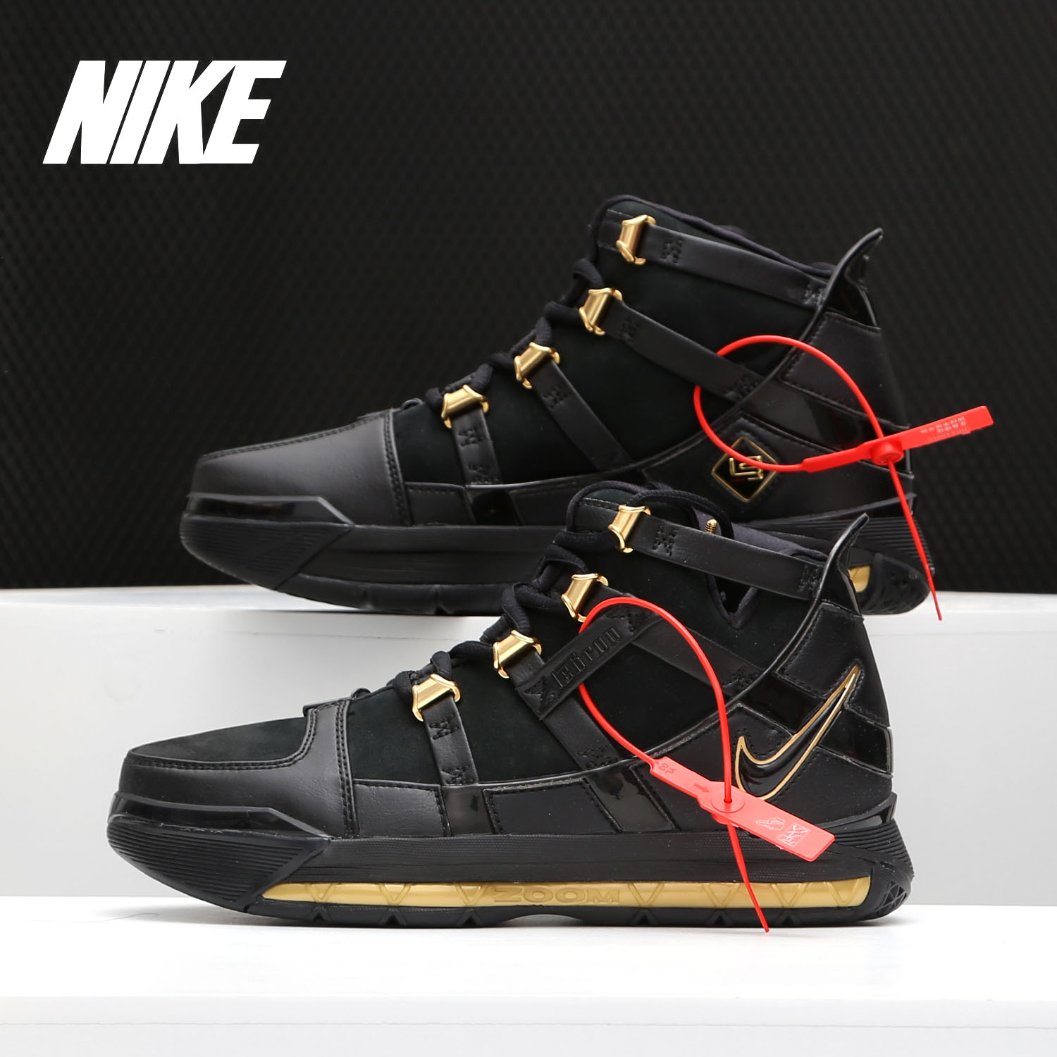 詹姆斯3代篮球鞋,詹姆斯3代低帮 nike/耐克正品 zoom lebron iii詹姆斯3代男运动黑金篮球鞋ao2434