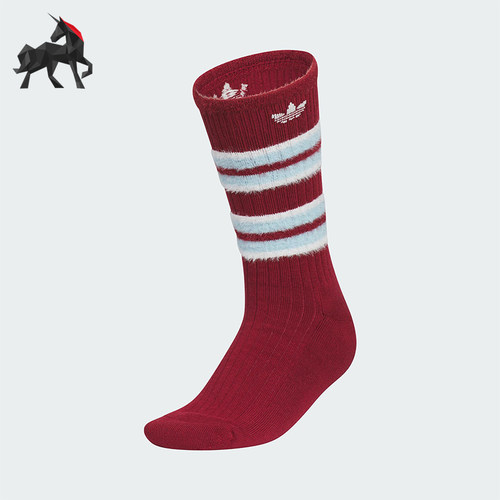 Adidas/阿迪达斯正品三叶草女士条纹经典针织运动袜一双装KF2517