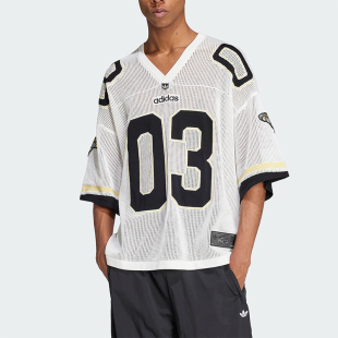 运动透气足球V领短袖 三叶草男女同款 JX1699 阿迪达斯正品 Adidas